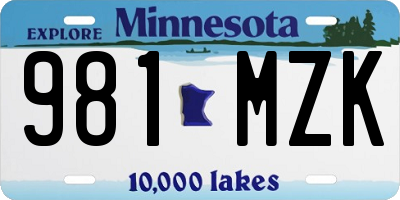 MN license plate 981MZK
