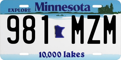 MN license plate 981MZM