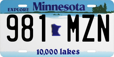MN license plate 981MZN