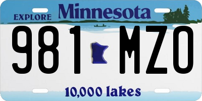 MN license plate 981MZO