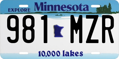 MN license plate 981MZR