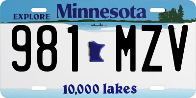 MN license plate 981MZV