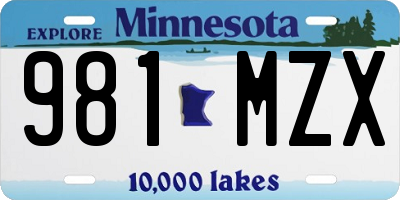 MN license plate 981MZX