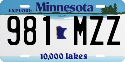 MN license plate 981MZZ