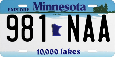 MN license plate 981NAA