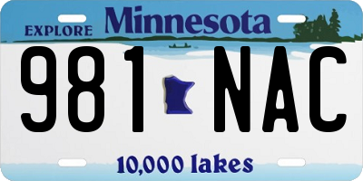 MN license plate 981NAC