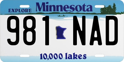 MN license plate 981NAD