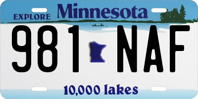 MN license plate 981NAF