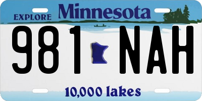 MN license plate 981NAH