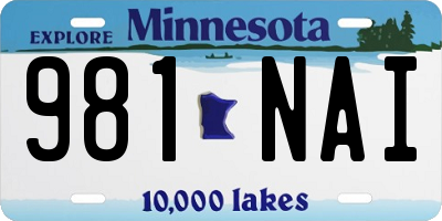 MN license plate 981NAI