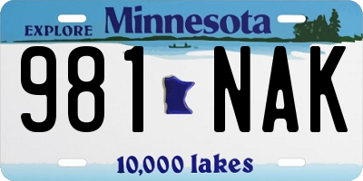 MN license plate 981NAK