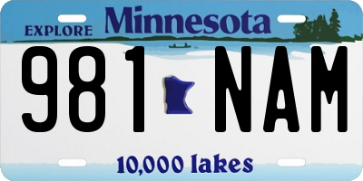 MN license plate 981NAM