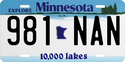 MN license plate 981NAN