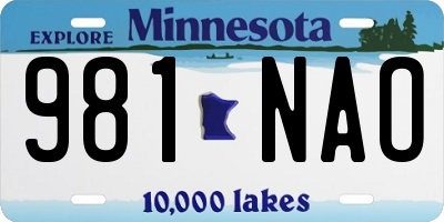MN license plate 981NAO