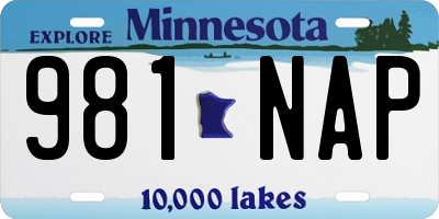 MN license plate 981NAP