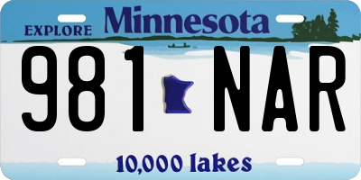 MN license plate 981NAR
