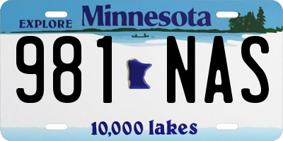 MN license plate 981NAS