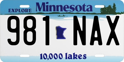 MN license plate 981NAX