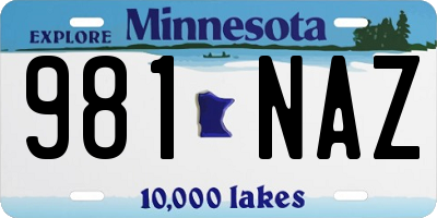 MN license plate 981NAZ