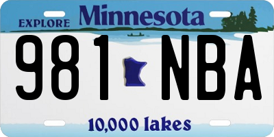 MN license plate 981NBA