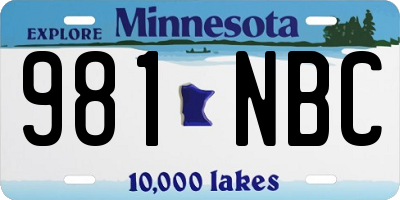 MN license plate 981NBC