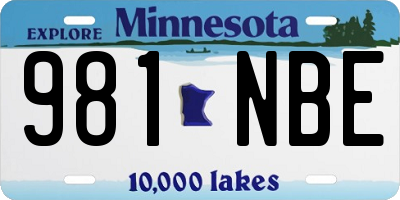 MN license plate 981NBE