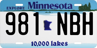 MN license plate 981NBH