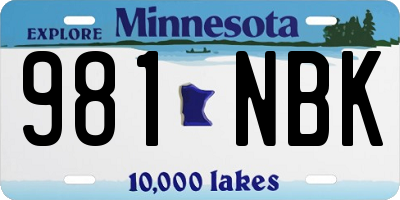 MN license plate 981NBK