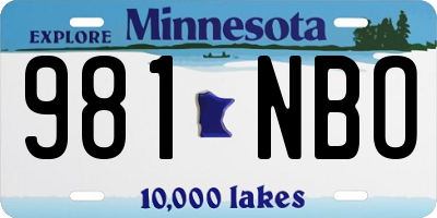 MN license plate 981NBO