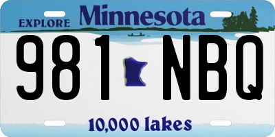 MN license plate 981NBQ