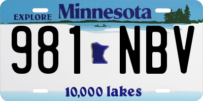 MN license plate 981NBV