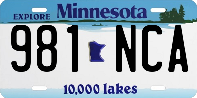 MN license plate 981NCA