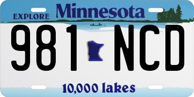 MN license plate 981NCD
