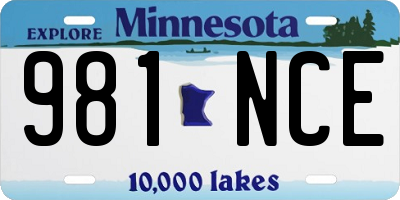 MN license plate 981NCE