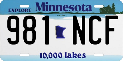 MN license plate 981NCF
