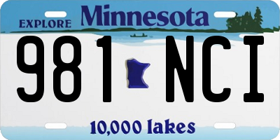 MN license plate 981NCI