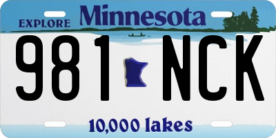 MN license plate 981NCK