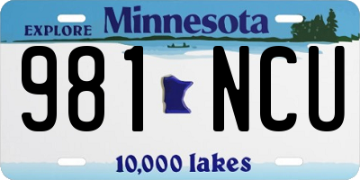 MN license plate 981NCU