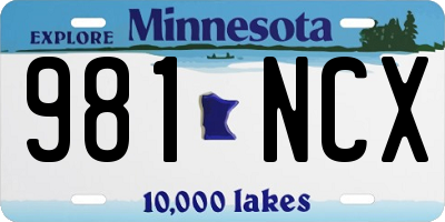 MN license plate 981NCX