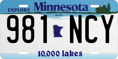 MN license plate 981NCY