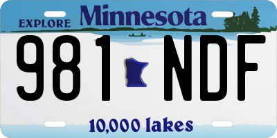 MN license plate 981NDF