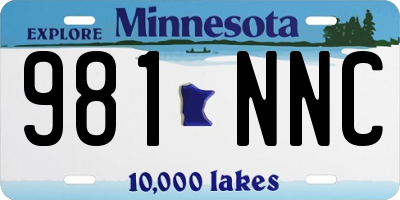 MN license plate 981NNC