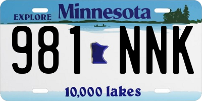 MN license plate 981NNK