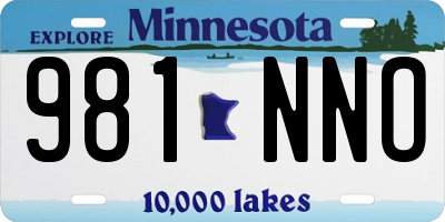 MN license plate 981NNO