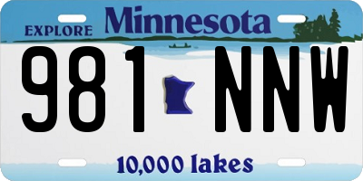 MN license plate 981NNW