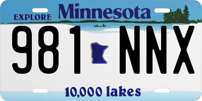 MN license plate 981NNX