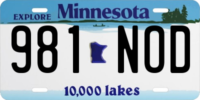 MN license plate 981NOD