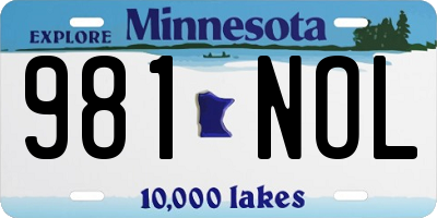 MN license plate 981NOL