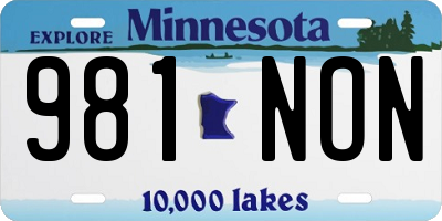MN license plate 981NON