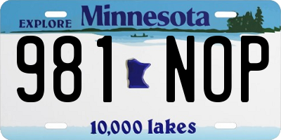 MN license plate 981NOP
